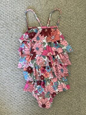 Cotton On Pink Floral Ruffle One-Piece Swimsuit